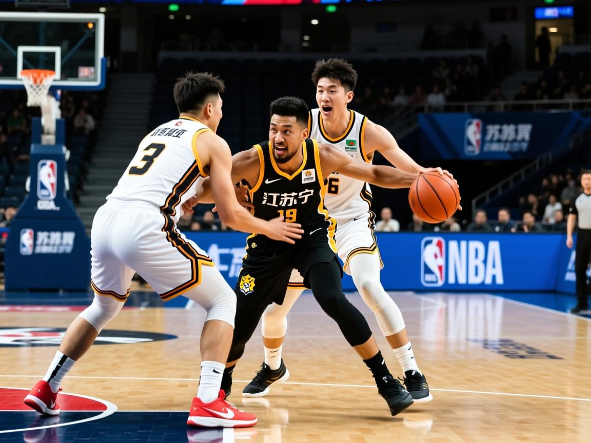 江苏苏宁球员奋力拼抢，艰苦取得胜利